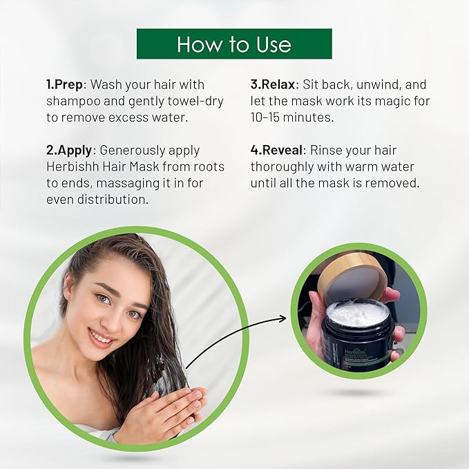 Herbishh Argan Hair Mask-Deep Conditioning & Hydration For Healthier Looking Hair- for very Dry, Weak, Stressed Out Hair, No Sulphates, No Parabens (800ML)