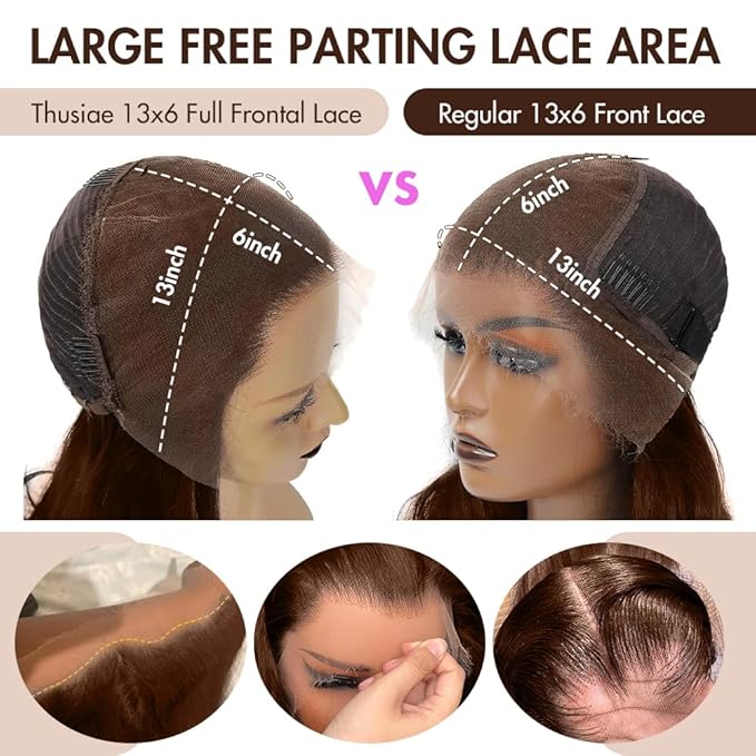 250 Density SKINLIKE HD Lace Wig Human Hair 13x6 15A Chocolate Brown Human Hair Wigs Invisible 0.1mm Ultra-thin Frayed Ends Full Cuticle Aligned Virgin Hair Lace Frontal Wig 20 Inch