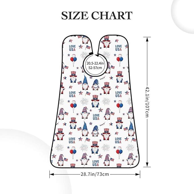 Strong Suction Cup Beard Grooming Bib, Non-Stick Hair Catcher, Waterproof, for Shaving, 4Th of July American Flag Independence Cute Gnomes