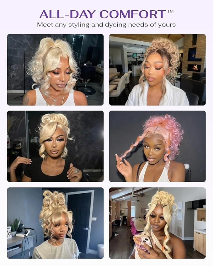 Hidden Strap Body Wave 360 613 Lace Front Wig Human Hair Glueless Wigs Human hair Pre Plucked Pre Bleached 180% Density Blonde Wig With Drawstring HD Full Lace Human Hair Wigs 30Inch