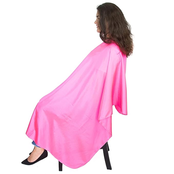 Hair Cutting Cape for Adults - Large Lightweight Water Resistant Salon Cape - Snap Closure - 60in x 57.5in - Hot Pink