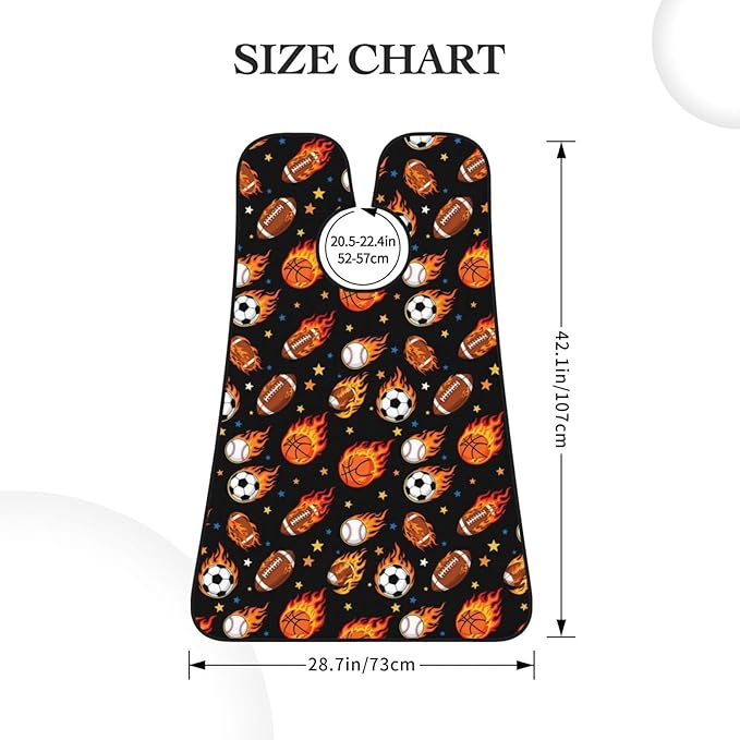 Beard Trimming Hair Catcher, Fire Ball Soccer Basketball Baseball Football Sport Shave Bib, Non-Stick Bib Apron Waterproof, Shaving Tool for Men for Husband Father’s Day