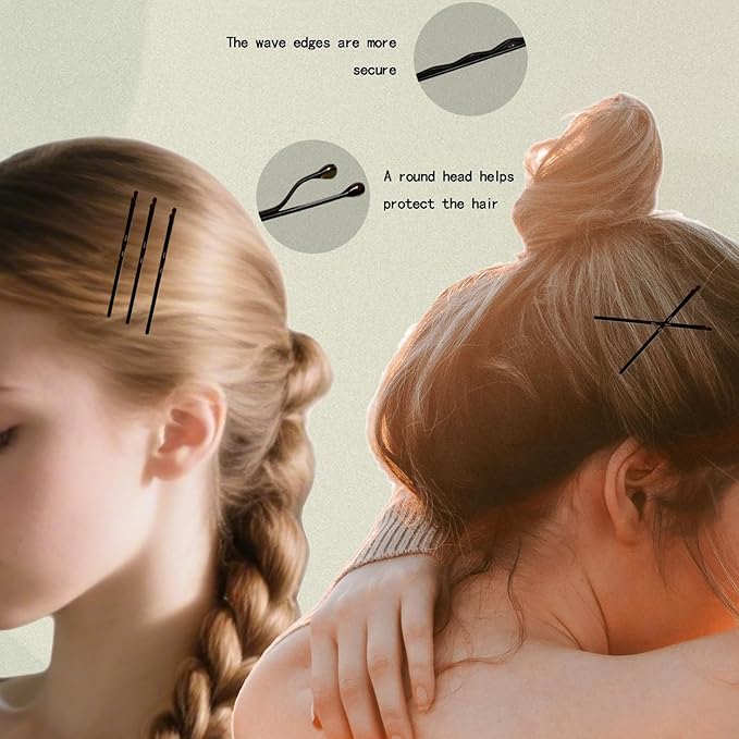 328pcs Hair Pins Bobby Pins 1.97" to 2.36",150 U Pins for Buns,150 Hair Pins for Women and Girls,12 Alligator Pins and 16 Bobby Pins,DIY, with Box