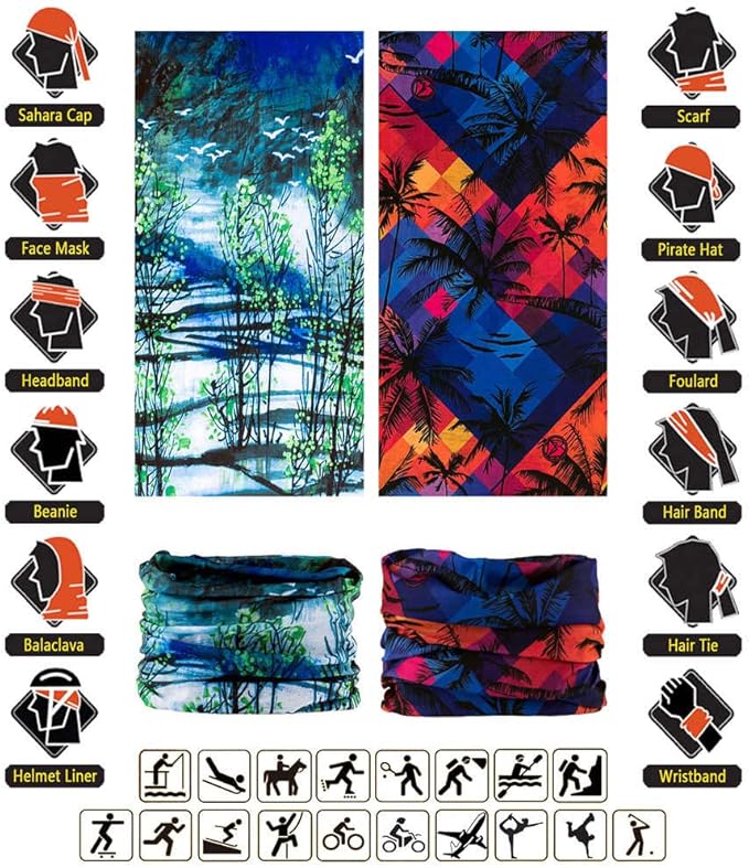 Headband Neck Gaiter Head Wrap Headwear Face Mask Magic Scarf Bandana for Men and Women