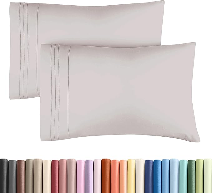 Queen Pillow Cases Set of 2 - Ultra Soft Hotel Quality Pillowcase Covers - Comfy, Cozy & Wrinkle Free - Shrink, Stain & Fade Resistant - Machine Washable Pillow Protectors - 2 Piece Set - Light Grey