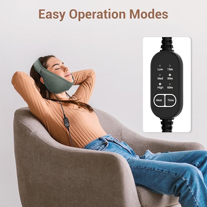 Comfytemp Face Heating Pad for TMJ Relief, Heated Face Mask with 3 Heat and Time Settings, USB Electric Wearable Heating Pad for Face Jaw Chin Wisdom Teeth, Oral and Facial Surgery