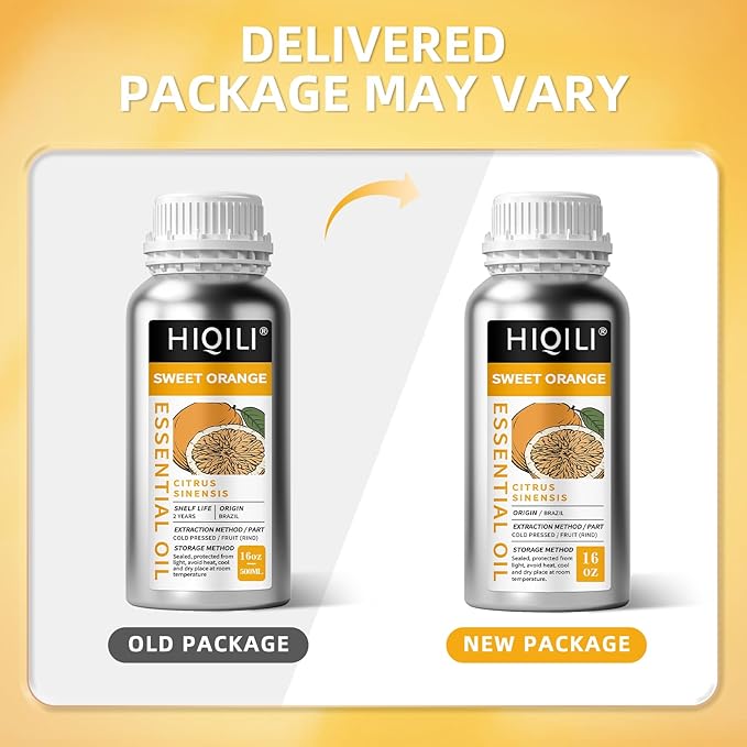 HIQILI 16 Fl Oz Orange Essential Oil, Pure and Natural for Diffuser, Skin - 500ML