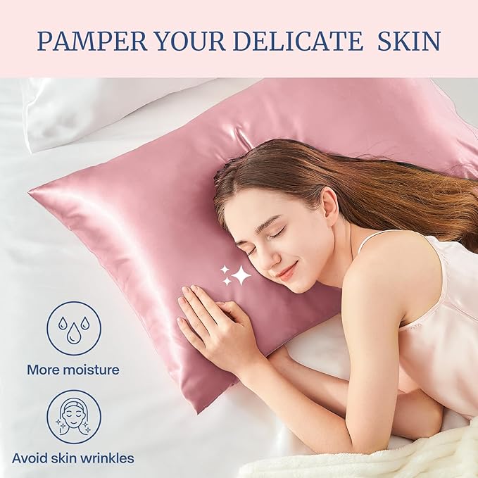 BEDELITE Satin Pillowcase for Hair and Skin, Super Soft and Cooling Similar to Silk Pillow Cases 2 Pack with Envelope Closure, Gift for Women Men(20"x26" Standard Size, Nostalgia)