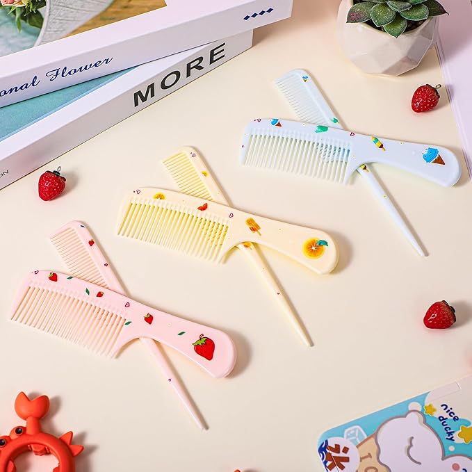 6Pcs Baby Comb Set, Small Cute Fine Tooth Toddler Comb & Rat Tail Baby Combs for Styling, Plastic Parting Combs for Girl Wet Dry Hair