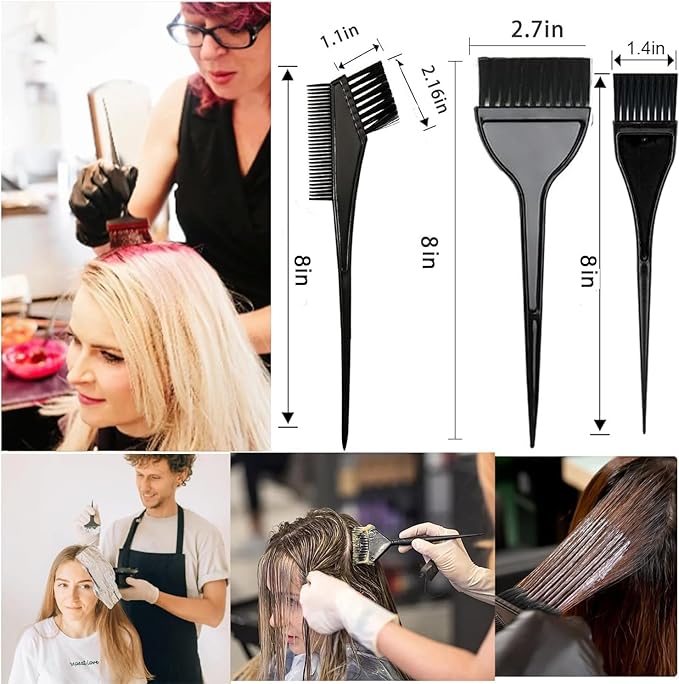 20 Pcs Hair Dye Brush and Bowl Set, Hair Dye Coloring Kit, Hair Coloring Bleaching, Hair Dye Tools for DIY Salon. Hair Tinting Bowl/Dye Brush/Ear Cover/Gloves/Tint Comb