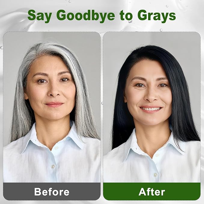 Limer Hair Dye Shampoo Natural Black, 3 in 1 Hair Color for Gray Coverage Men and Women, Herbal Ingredients Natural Shampoo Para Pintar el Cabello, Semi-Permanent Champu Para Canas(15.55fl oz/460ml)