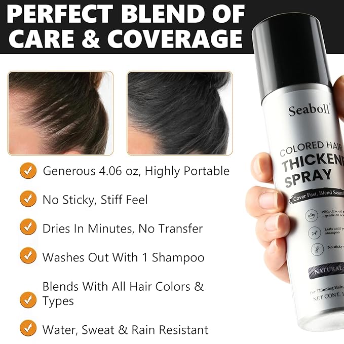 Root Touch Up Hair Color Spray–4oz, Sweat-Resistant & Natural, Instant Gray Hair Cover Up, Temporary Root Concealer Hair Filler Dye Spray for Hairline, Scalp&Thinning–Natural Black–Women & Men