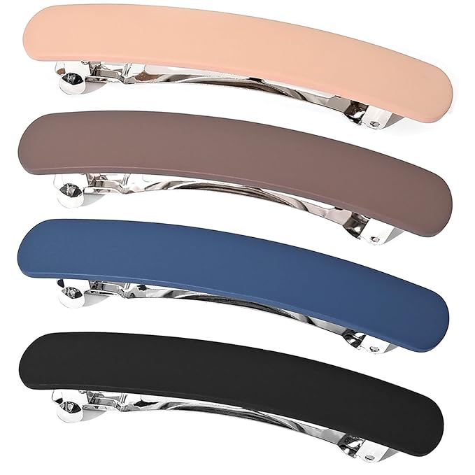 Fsmiling Hair Barrettes for Women French Hair Barrette Clip Medium Matte Hair Clips Barrette No Slip Hair Accessories 4-Pack