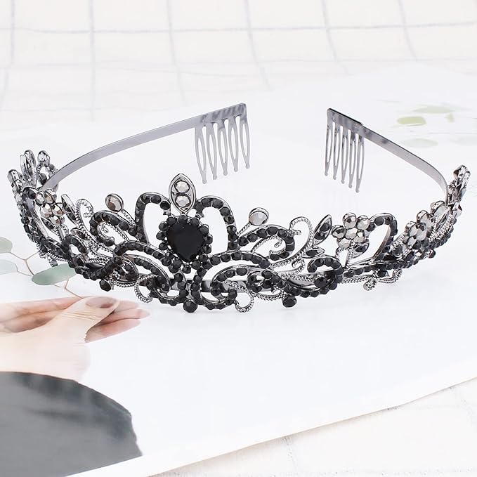 Didder Tiaras for Women, Black Crystal Crowns for Women Princess Crown Tiaras and Crowns for Women Girls Women's Headbands Halloween Christmas Bridal Wedding Prom Birthday Party Gift