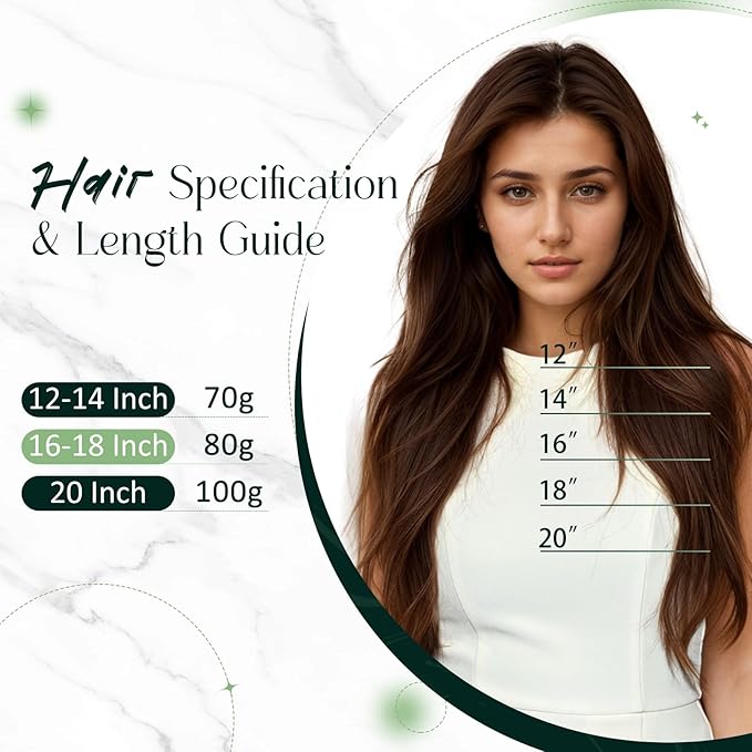 RUNATURE Invisible Wire Hair Extensions Human Hair, 14 Inch 70g One Piece, Brown Wire Hair Extensions Soft Natural Looking, Seamless Fish Line Hairpiece for Women #2 Dark Brown