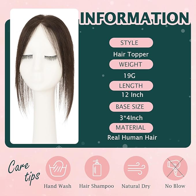 Benehair Clip in Bangs 100% Real Human Hair Extensions 360° Cover Clip on 3D Wispy Bangs for Women Topper Hairpieces for Women Dark Brown