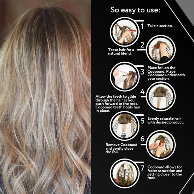 Cooboard Authentic XXL White Balayage Board with Teeth | Original Highlighting Paddle | Easy to Clean, Sturdy, Lightweight