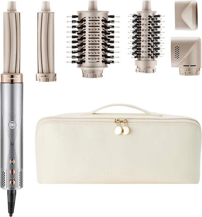5 in 1 Hot Air Styler Wrap with Automatic Curling & Drying High-Speed Hair Dryer Brush with Negative Ion Technology for Frizz Control & Long Lasting Styles AirEdge A3 (White)