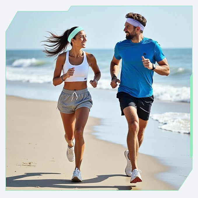 Athletic Sweat Bands Headbands for Women, Moisture Wicking Sweatbands Non-Slip Elastic Sports Hair Bands for Running, Workout, Yoga, Basketball, Tennis, Exercise