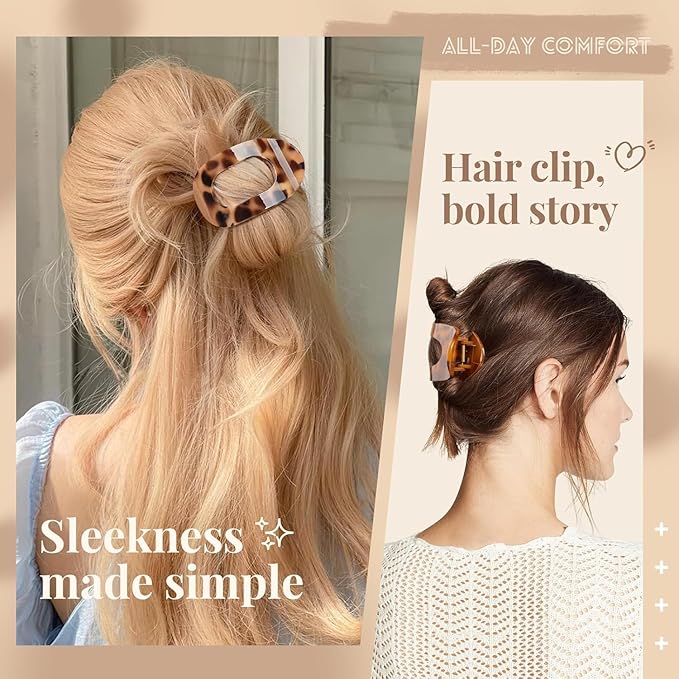 Flat Hair Claw Clips for Women,Matte Medium Hair Clips for Thick & Thin Hair- Comfortable Everyday Use for Office, Yoga, Party & Casual Styling (5PCS)