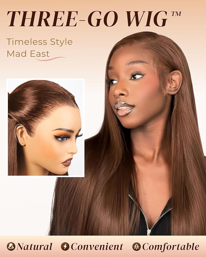 Arabella 13x6 Chocolate Brown Lace Front Wig Human Hair 4# Stright Wigs Human Hair Pre Plucked Pre Bleached Pre Cut Glueless Brown Frontal Wig Human Hair 30 Inch