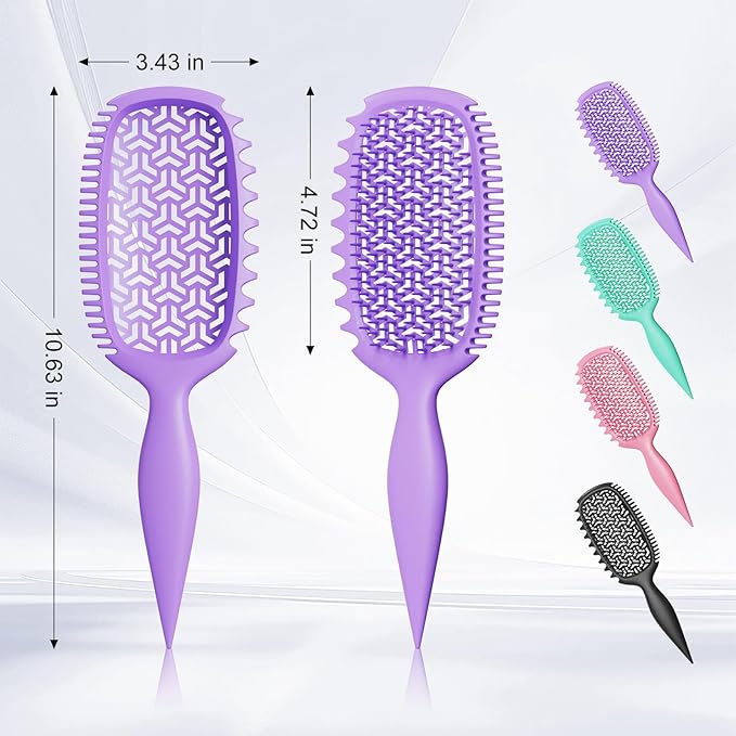 Curl Defining Brush for Thick Coily Hair, Firm-Bristle TPEE Detangling Brush for Coarse 4A–4C Curls, Dual-Sided Wide & Narrow Tooth Brush for Wet & Dry Curl Shaping– Women & Men (2054-Pale Lilac)