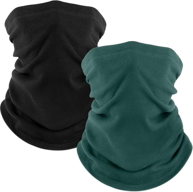 Fuinloth 2 Pack Winter Neck Gaiter, Fleece Warmer Scarf Cold Weather Face Mask Cover for Men/Women