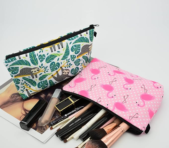 2 Pcs Cosmetic Bag for Women Small Make Up Bag Waterproof Travel Toiletries Pouch with Zipper for Organizing Small Items, Gift Bags for Birthday Christmas(Animal)