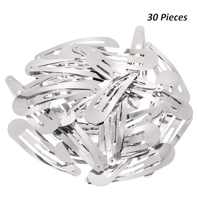 WILLBOND 30 Pieces 3.1 Inch Large Metal Snap Hair Clips Nonslip Barrettes Women Hair Accessories(Silver)