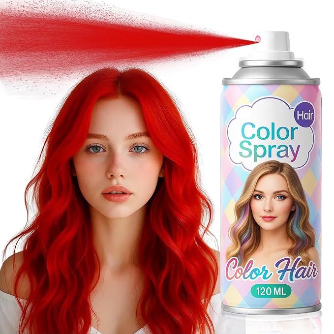 Red Temporary Hair Color Spray for Women Kids Men, Washable, One Time Use Hair Spray, Bold Vibrant Shade for Cosplay, Halloween, Party, DIY Hair Looks & Festivals