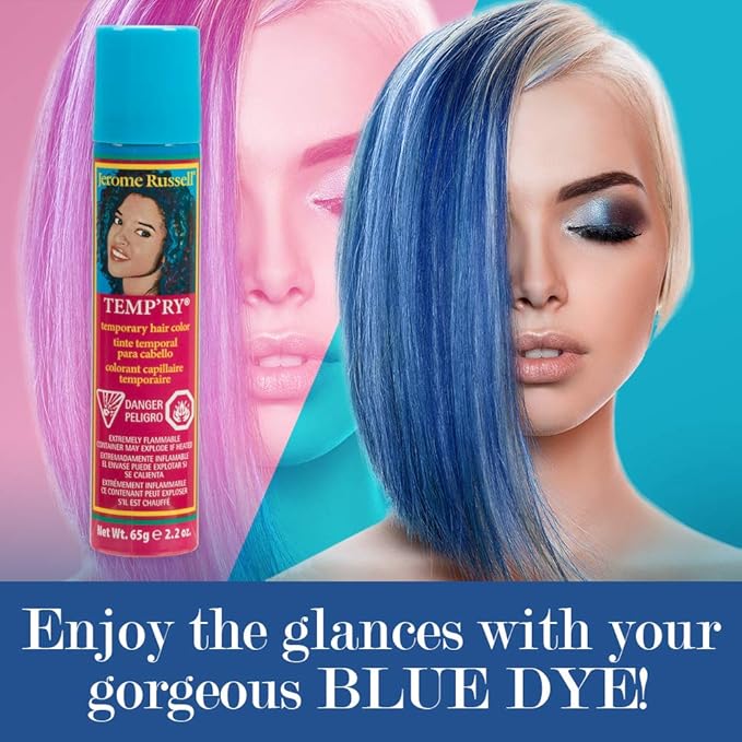 Jerome Russell Temp'ry Spray-on Blue Hair Color, 2.2oz x 3 pack