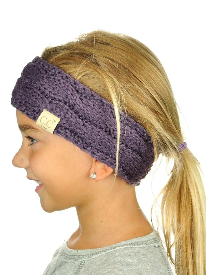 C.C Children's Kids' Winter Warm Cable Knit Fuzzy Lined Ear Warmer Headband