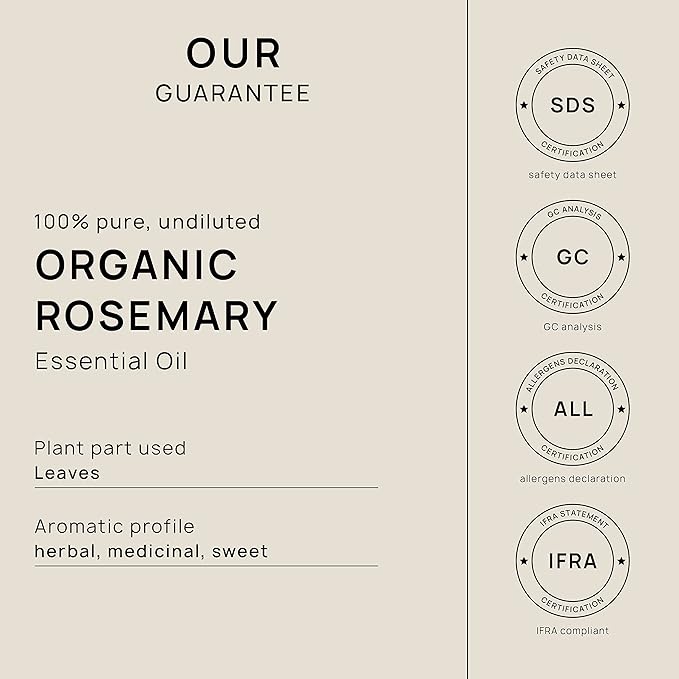 VINEVIDA Organic Rosemary Essential Oil - Gallon Organic Rosemary Oil Undiluted - Bulk Gallon Essential Oil for Soap Making Safe for Skin - DIY Candle Scents for Candlemaking Scents - 8 lbs