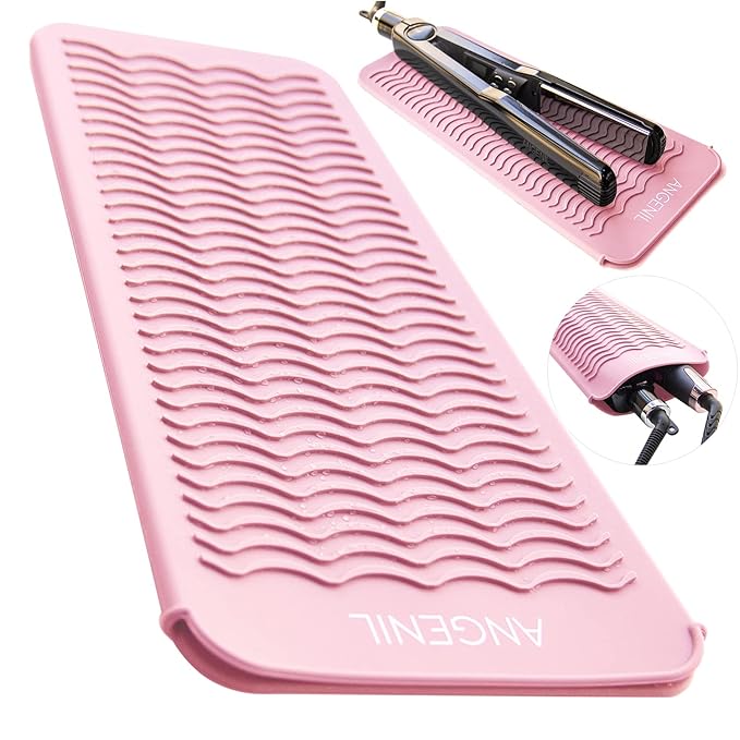 ANGENIL Heat Resistant Silicone Flat Iron Mat Pouch, For Travel Dual Voltage Curling Iron Wand, Hair Straightener, Automatic Wireless Curlers, Crimper Hair Iron, Styling Tools, Curling Brush For Women