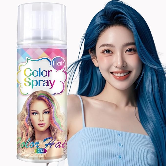 Temporary Hair Color Spray, Blue Hair Dye Pomades for Kids and Women-Perfect for Cosplay, Christmas, and Halloween Parties, Natural Washable Quick-Drying, One-Time Use in one wash (Blue, 120ml)