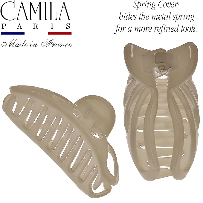 Camila Paris CP3636 French Hair Clip for Women Thick Hair for Long Curly Wavy Hair, Brown, Girls Hair Claw Clips Fashion Styling Hair Accessories for Women, Strong Hold No Slip Grip, Made in France