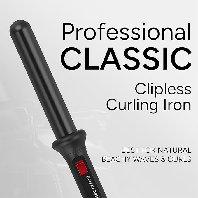 ENZO Milano 25mm (1 Inch) Analog Clipless Ceramic Curling Iron / Curling Wand