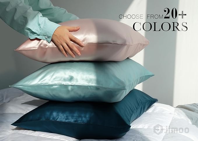 100% Mulberry Silk Pillowcase for Hair and Skin, 22 Momme Pure Natural Silk Pillow Case Both Sided with Zipper, Pillow Cover for Women Mom Men (Ivory White, King 20''×40'', 1 Pack)
