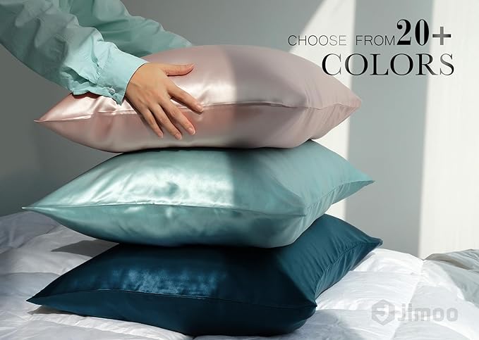 100% Mulberry Silk Pillowcase for Hair and Skin, 22 Momme Pure Natural Silk Pillow Case Both Sided with Zipper, Pillow Cover for Women Mom Men (Matcha, Standard 20''×26'', 1 Pack)