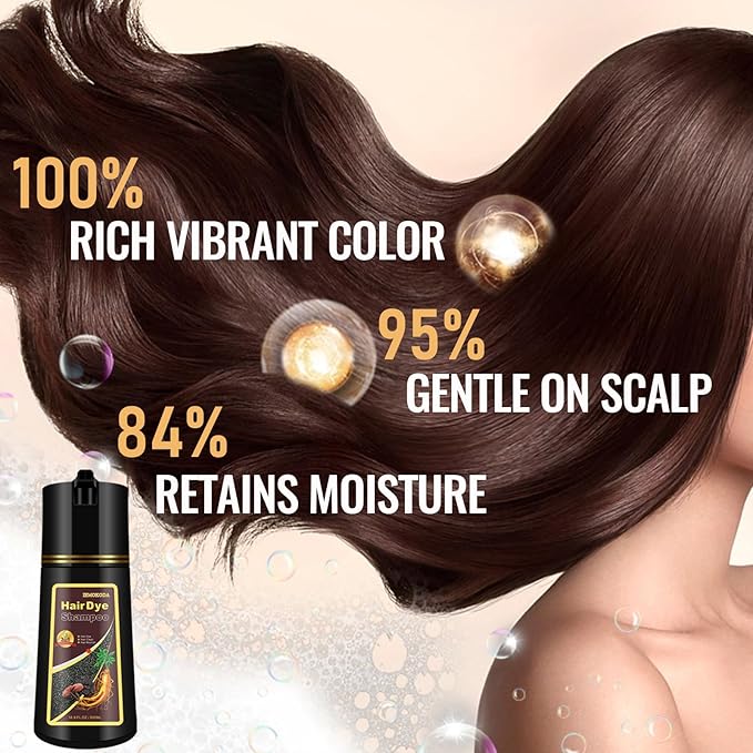 Hair Dye Shampoo for Women & Men - 3-in-1 Hair Color & Care, Gentle Covers Gray Hair in Minutes, Easy At-Home Color Shampoo Hair Dye, Formulated for Color Treated Hair, 16.9 Fl Oz (Dark Coffee)