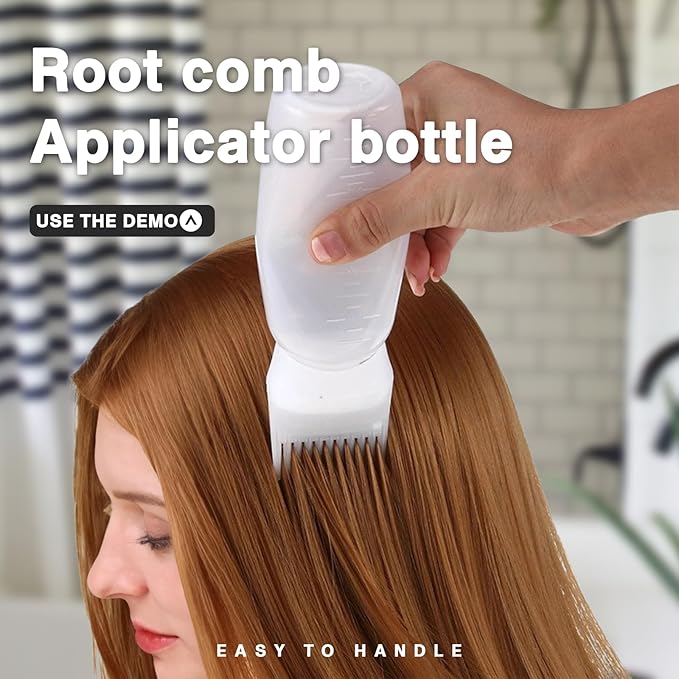 Hair Oiling Applicator, 3 PCS Hair Applicator Bottle, Hair Oiler with Graduated Scale, Root Comb Applicator Bottle 6 Ounce