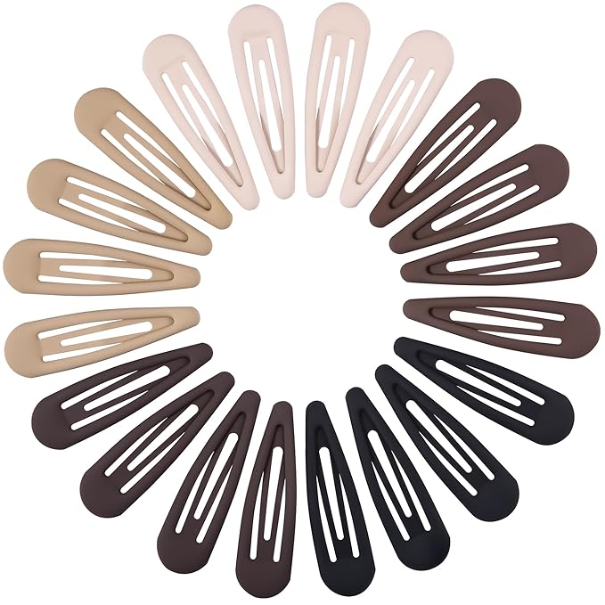 Small Hair Barrettes For Women No Slip Metal Snap Clips For Thin And Fine Hair,Matte Black Brown,20 PCS,1.97 x 0.5 Inch.