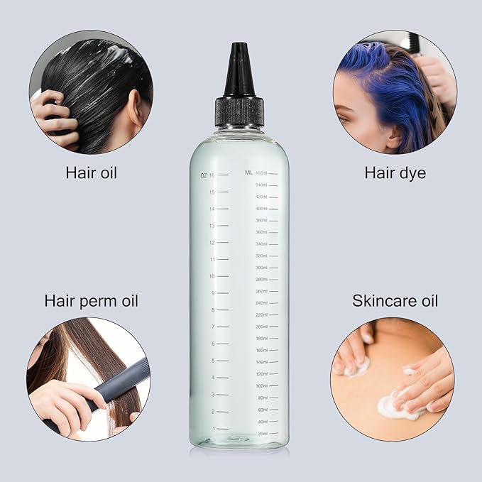 Applicator Bottle for Hair, 16.9oz 2 Packs Color Bottle Applicator with Ratio Graduated Scale, Hair Dye with Black Twist Top Cap