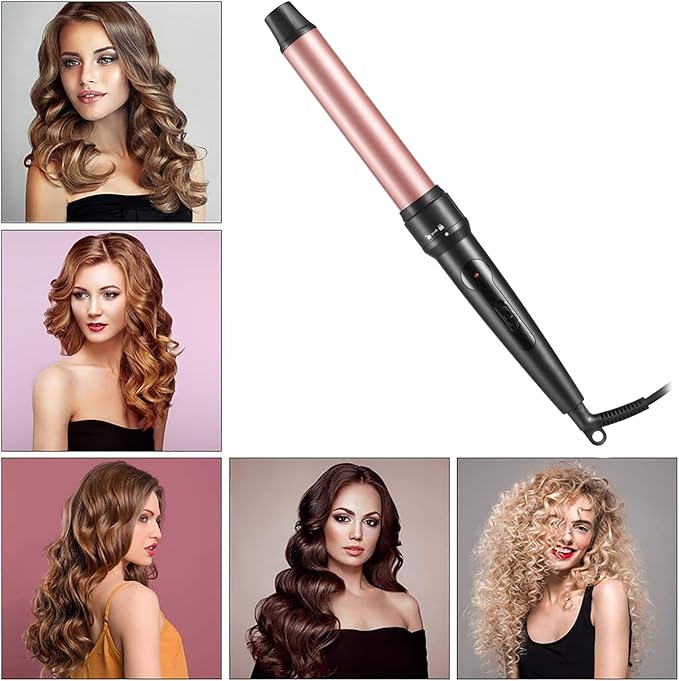 Curling Iron Wand, 3 in 1 Curling Wand Set with Ceramic Barrel for Long/Medium Hair, 0.35"-1.25" Interchangeable Hair Curler Wand, Dual Voltage, Includes Glove & Clips