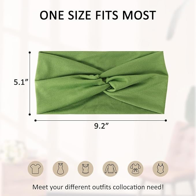 12 Pcs Stretchy Sport Headbands for Women,Absorbed Sport Headband Soft Twist Knotted Headbands for Yoga, Workout Daily Life