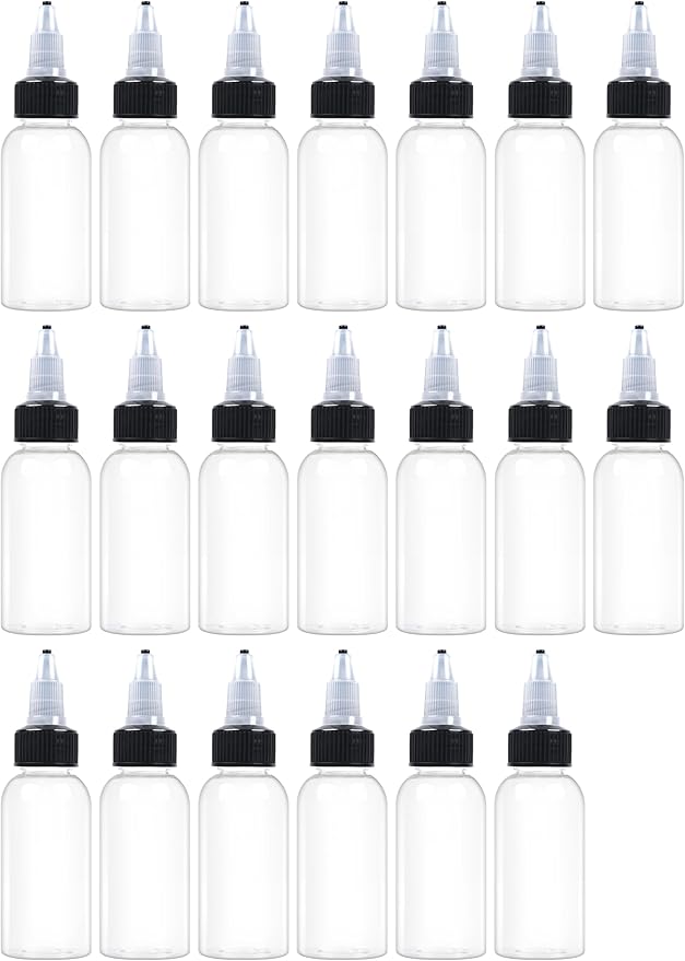 20 Pcs 1oz Plastic Squeeze Bottles with Twist Top Cap, 30ml Clear Dispensing Bottles, Empty Squirt Bottle for Liquids, Sauces, Arts, Crafts, Travel