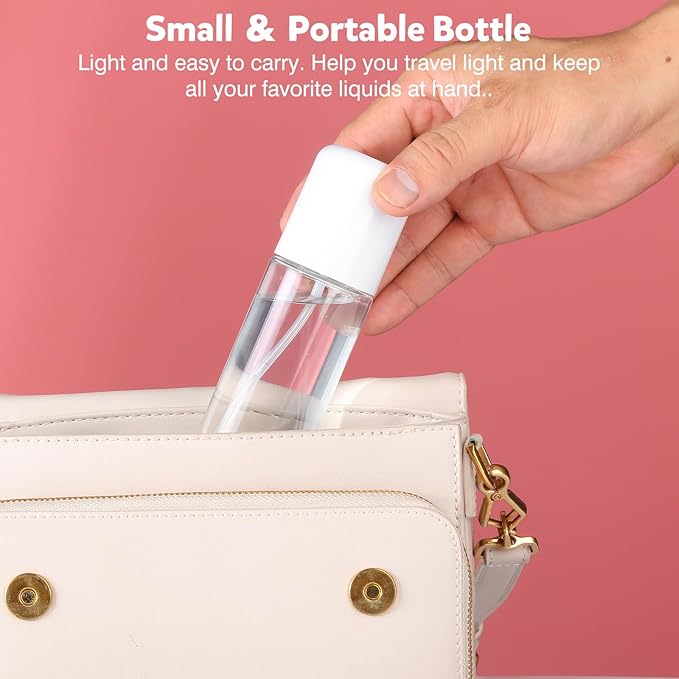 Small Spray Bottle Travel Size 3.4oz/100ml Plastic Mini Bottle Set - Fine Mist Mini Empty Spray Bottles - Refillable Spray Bottles for Cleaning Solutions, Perfume, Liquid Cosmetics