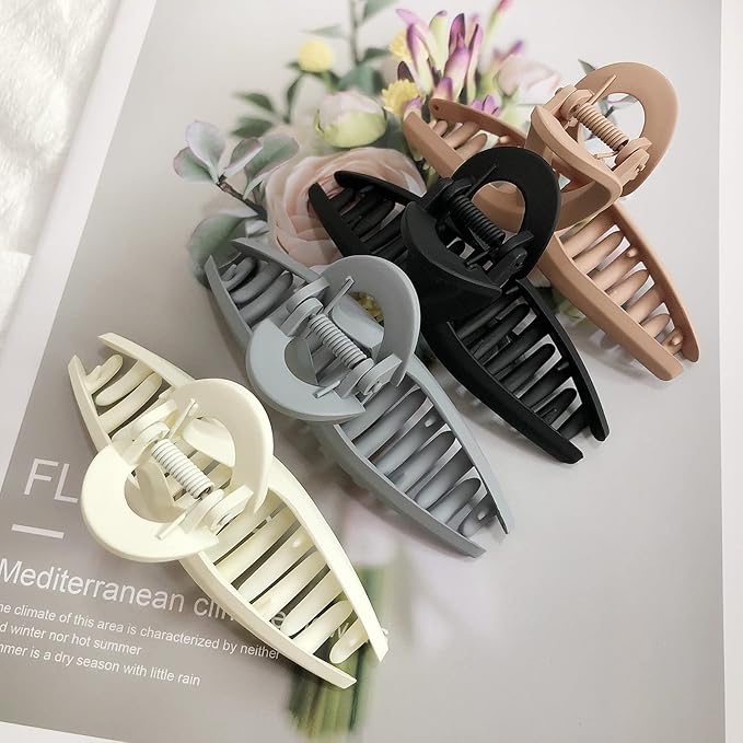 5 Pack Hair Claw Clip Large Matte 4.3 Inch No Slip Big Butterfly Jaw Clips Clamp Assorted Colors for Thin Fine Medium Thick Hair Women