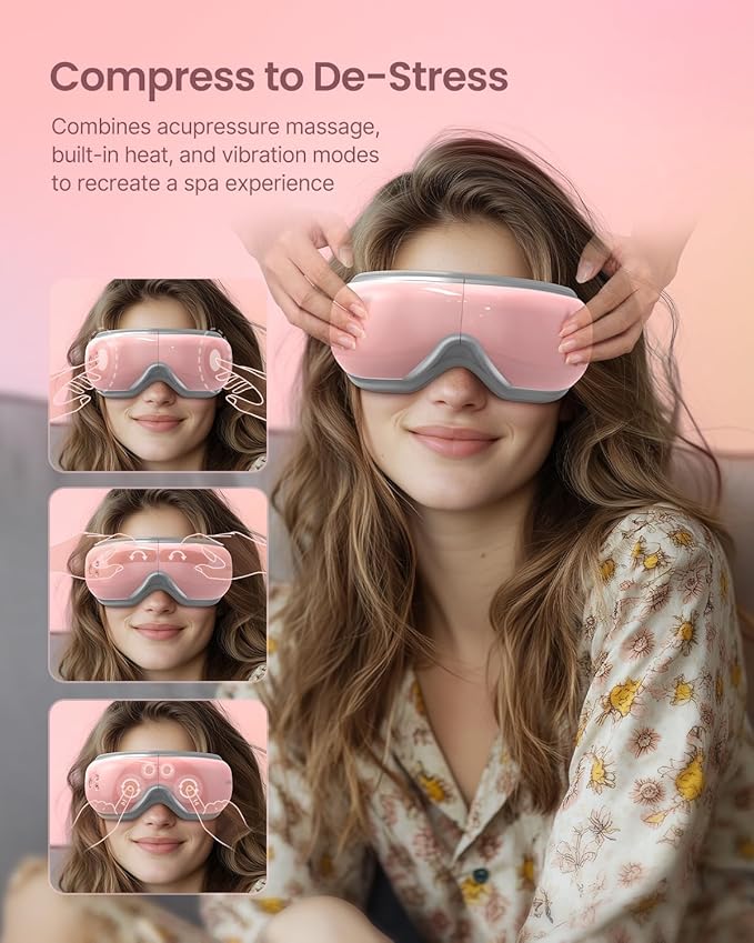 RENPHO Eyeris 1 Eye Massager with Heat, Birthday Christmas Gifts for Women Men Her, Heated Sleep Mask, Eye Care, Headache Massager for Migraines with Bluetooth Music