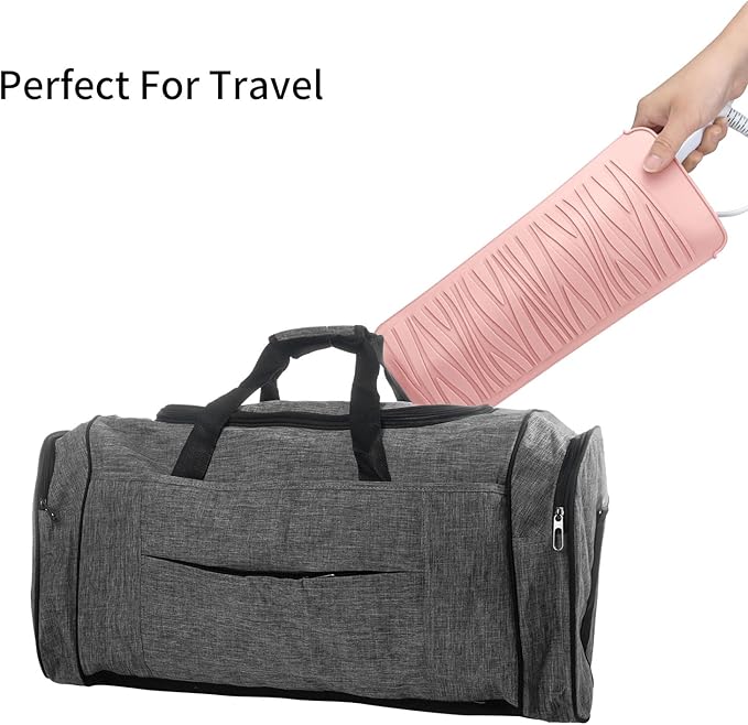 Silicone Heat Resistant Travel Pouch for Hair Straighteners, Crimping Irons, Curling Wands, Flat Irons, and Styling Tools (1 Pack, Pink)
